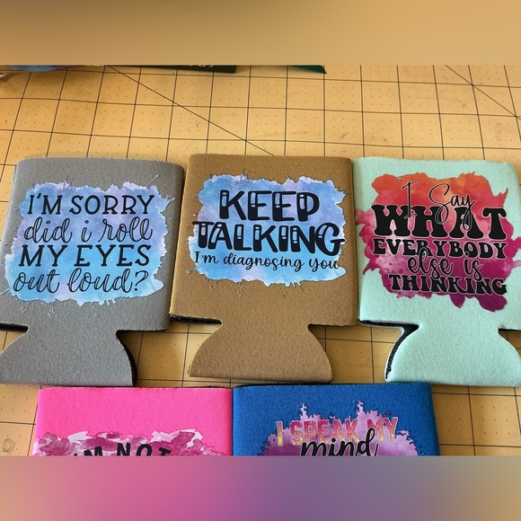 Set of 5 Hand Pressed Drink Coozies, BN! - Picture 2 of 3